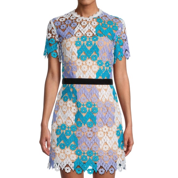 Elliatt Deception Velvet-Trimmed Lace Mini Dress size S NWT - Picture 3 of 12